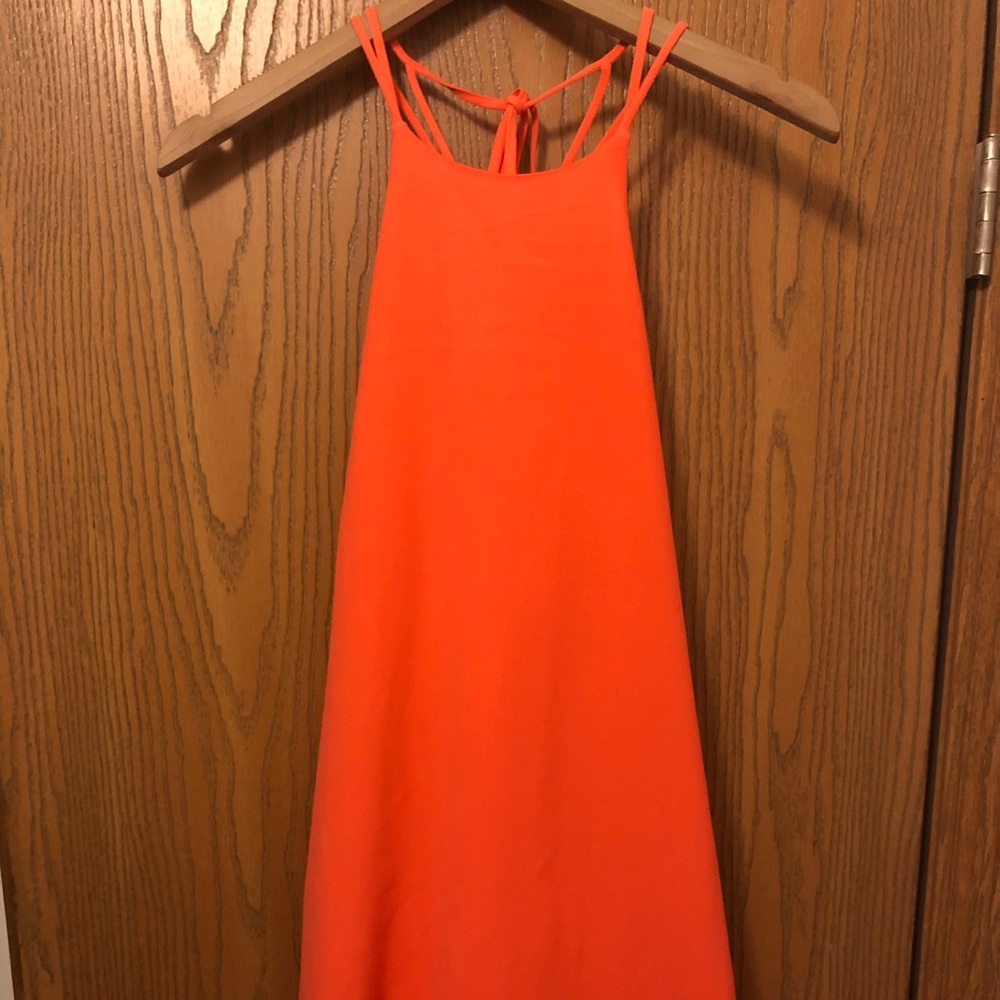 A-line Midi Neon Orange Dress